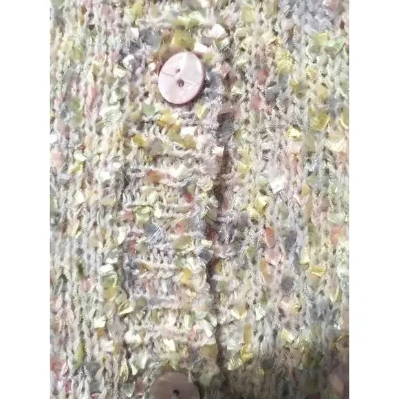 Northern Isles Chunky Knit Cardigan Sweater Mother of Pearl Flecks Womens Large - Picture 3 of 4